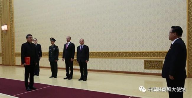 中国驻朝鲜大使王亚军向崔龙海委员长递交国书